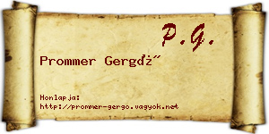 Prommer Gergő névjegykártya